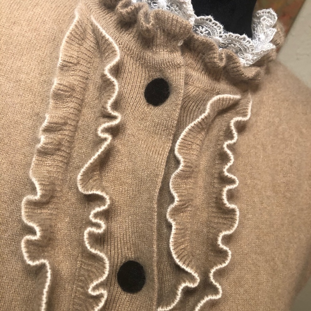 Bokhee Cashmere Ruffle & Lace Cardigan Sweater - Picture 2 of 7